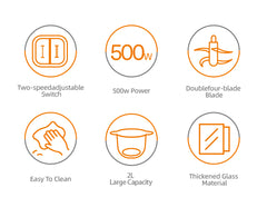 Tocător de alimente HALEY HY-1225 – Putere de 500W și vas de 2L din inox pentru tocare rapidă și eficientă