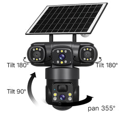 Cameră de Supraveghere Solară 4G/WiFi cu 3 Lentile, Viziune 360°, AI și Night Vision Colo