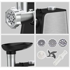 Mașină de Tocat Carne HALEY 2000W, Oțel Inoxidabil, Cutter cu Torsiune Mare, Ușor de Curățat, Port Mare pentru Alimentare