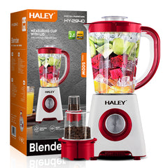 Blender 2 în 1 HALEY® HY-2940, 500W, Capacitate 1.6L, Funcție Ice Crush, Protecție Supraîncălzire, Alb/Roșu