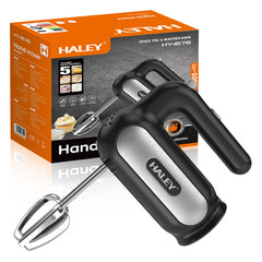 Mixer de Mână Electric HALEY HY-1676, 500W, 5 Viteze + Turbo, Cu Teluri și Cârlige din Inox, Ușor și Puternic pentru Creme, Aluat și Deserturi
