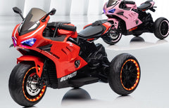 Motocicleta Electrica cu Acumulator pentru Copii AT PERFORMANCE®, cu Melodii si Lumini, 12V, 3 Roti, Mers cu Spatele