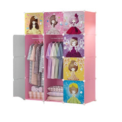 Dulap modular pentru copii, roz, AT PERFORMANCE®, 12 rafturi, durabil,printese nou