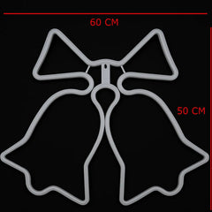 Clopotei decorativi luminosi, pentru Craciun, AT PERFORMANCE®, rezistenti la apa, suspendabili usa si geam, IP65, 50 x 60 cm, alb cald