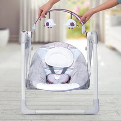 Leagan Electric pentru bebelusi, MASTELA, Cu 7 melodii, 3 sunete naturale, 2 pozitii de reglare scaun, Gri