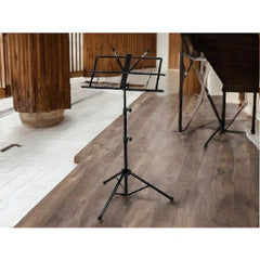 Suport Partitură Metalic Reglabil și Pliabil cu Husă, 125 cm, Negru