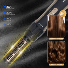 Perie Rotativă cu Uscător HALEY – Feon 2 în 1, 1000W, 2 Trepte Viteză, Coafare Rapidă și Volum, Design Elegant Negru