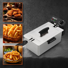 Friteuza Electrica HALEY HY-2504 cu Capacitate de 3L, Termostat Reglabil si Design din Otel Inoxidabil