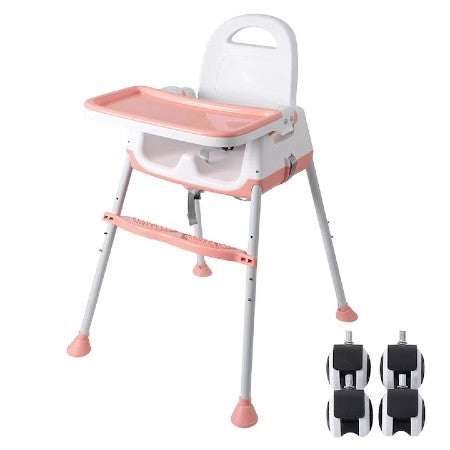 Scaun de masa pentru bebelusi si copii, At Performance, multifunctional, 3in1, tavita detasabila, Roz
