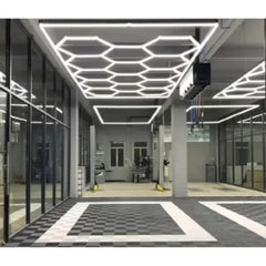 Aplică LED Hexagon AT PERFORMANCE® 14 Module – 672W, 70.000 Lumeni, 484×243 cm, Iluminat Profesional Atelier, Garaj, Barbershop