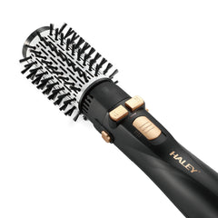Perie Rotativă cu Uscător HALEY 6 în 1, 1200W, Capete Interșchimbabile, 3 Trepte, Încălzire Rapidă, Protecție Păr, Design Negru