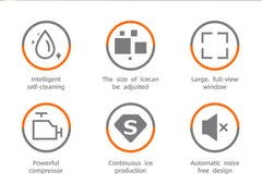 Mașină de Gheață HALEY, 12 kg/24h, Compactă, Avertizare Gheață Plină și Apă Joasă, Curățare Automată, 112W