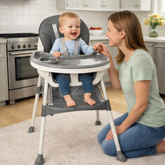 Scaun de masă pentru bebeluși KIDOO KD-44, Roz, cu centură de siguranță în 5 puncte