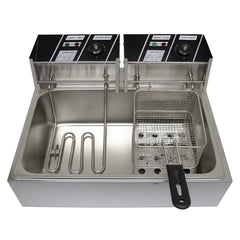 Friteuză Electrică Profesională Dublă AT Performance AT-82, 12L (2×6L, 5000W, Inox)