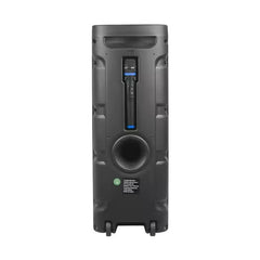 Boxă Portabilă AT PERFORMANCE® 12100W cu Lumină RGB, Bluetooth, USB, Karaoke, MP3, TF, WiFi, Acumulator și Mâner – Woofer 10", Neagră