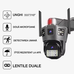Cameră Supraveghere cu 2 Camere AT PERFORMANCE® – 5K, 9MP, PTZ 4G, Viziune Nocturnă, Alarmă, Audio, IP66