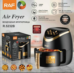 Friteuza electrica profesionala Air Fryer alb, AT PERFORMANCE®, RAF Air Fryer 5.8L 1500W Manual, Multi-Purpose, 360 Air Circulation R.5232 - Gatit sanatos si eficient pentru intreaga familie, negru