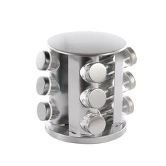 Set 12 recipiente condimente cu suport rotativ,inox