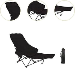 Scaun pliabil tip lounge AT PERFORMANCE® – Reclinabil, 4 poziții, reglabil, pentru camping, plajă și pescuit, cu husă de transport – Negru