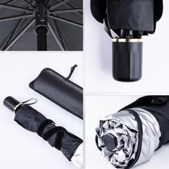 Parasolar Auto Pliabil, Pentru Masina, 140 X 75 Cm, In Forma De Umbrela, Negru-Argintiu, Rezistent UV