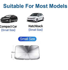 Parasolar Auto Pliabil, Pentru Masina, 140 X 75 Cm, In Forma De Umbrela, Negru-Argintiu, Rezistent UV