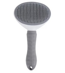 Perie animale pentru curatarea si ingrijirea parului, cu buton auto-curatare, pisici, caini, iepuri, gri