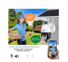 Camera de Supraveghere, AT PERFORMANCE ®, cu Incarcare Solara 4G- SIM, 3 MP, FullHD, Rotire din Aplicatie, 6 acumulatori inclusi, alarma miscare, Interior si Exterior Rezistenta la apa, Alba