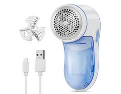 Aparat de curatat scame, AT PERFORMANCE®, 8800 rotatii/min, cutit cu 3 lame din inox, USB, Alb/Albastru