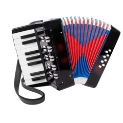 Mini Acordeon AT PERFORMANCE®, cu 17 clape si 8 butoane de bass, de jucarie, Albastru sidef.
