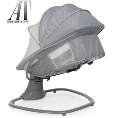 Leagan copii At Performance, Balansoar copii 3 in 1, Electric, cu Plasa Tantari, Perna Detasabila, Jucarii, USB, Bluetooth, Telecomanda, 0-3 ani