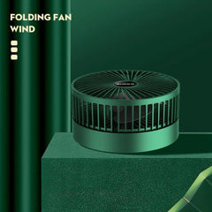 Ventilator portabil telescopic cu 3 viteze AT PERFORMANCE®, USB, silențios, montabil pe perete sau masă – Verde, reglabil 180°, compact pentru birou, camping și călătorii