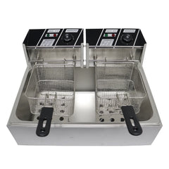 Friteuză Electrică Profesională Dublă AT Performance AT-82, 12L (2×6L, 5000W, Inox)