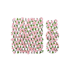 Gard paravan viu cu frunze si flori artificiale, AT PERFORMANCE, extensibil, 100x200 cm, roz