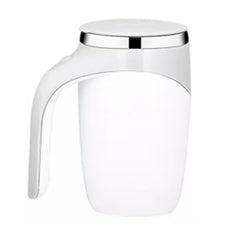 Cana Magnetica AT PERFORMANCE®, Inteligenta cu Amestecare Rotativa Automata, Electrica, Tip termos, Cu capac, Interior din otel inoxidabil, Capacitate 380 ml, Incarcare USB, Alba.