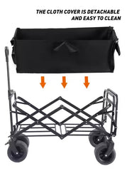 Cărucior Pliabil Transport Marfă AT Performance, Capacitate 100 kg, Manere Ajustabile, 67×46×36 cm, Negru – Ideal pentru Grădină, Camping, Plajă, Shopping