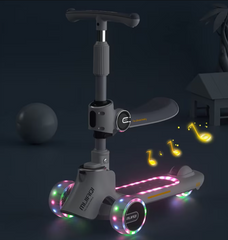 Trotineta 3 In 1, At Performance, Pentru Copii, Ghidon Reglabil Pe Inaltime, Imbunatatit, Scaun Detasabil, 3 Roti Led, Punte Antialunecare, Albastru