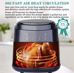 Friteuză cu Aer Cald Fry Digital AT PERFORMANCE® 8L, 2400W, 8 Programe, Temperatură Reglabilă, Timer 60 Min – CADOU 100 Buc Hârtii de Copt