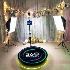 Platforma Foto-Video rotunda AT PERFORMANCE®, Selfie 360, brat rotativ, Led RGB, pentru Evenimente, diametru 100cm