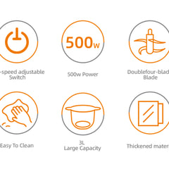 Tocător de alimente Haley HY-1238 – Putere de 500W și vas de 3L din inox pentru tocare eficientă