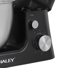 Mixer de Inalta Performanta HALEY HY-2409: Putere de 1200W, Bol Generos din Inox de 7L, 6 Trepte de Viteza cu Functie Pulse, Design Elegant Negru si Inox