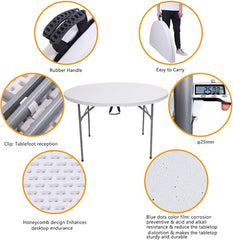 Masă Rotundă Pliabilă 155 cm AT PERFORMANCE® – Ideală pentru Nunți, Botezuri, Petreceri, Camping, Grătar și Evenimente