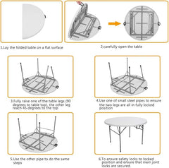 Masă Rotundă Pliabilă 155 cm AT PERFORMANCE® – Ideală pentru Nunți, Botezuri, Petreceri, Camping, Grătar și Evenimente