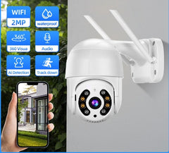 Camera de Supraveghere WIFI, AT PERFORMANCE®, 5MP, Exterior/Interior, Ultra HD 4K, 10X Zoom, Rotire 360°, Leduri Lumina, URMĂRIRE, Vedere Nocturna, Alarma.