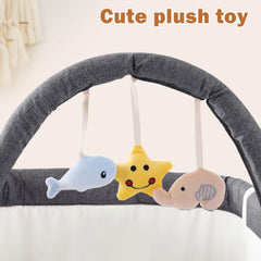 Pat portabil pentru bebeluși AT PERFORMANCE® 3 în 1 cu saltea confortabilă, înălțime reglabilă, roți și pliere ușoară – ideal pentru nou-născuți, gri