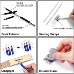 Set de arta, AT PERFORMANCE, de lux, pentru desen perfect, profesional, de 51 buc