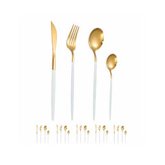 Set de tacamuri At Performance, 24 piese, din otel inoxidabil, Auriu / Alb