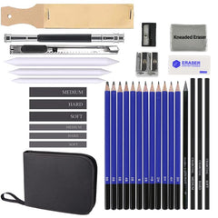 Set de desen, AT PERFORMANCE, Creioane H&B Sketch, Carbune, Grafit, Accesorii, penar practic