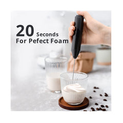 Mixer spuma lapte, At Performance, Electric cu baterie, bauturi calde/reci, maner izolat termic, otel inoxidabil, Pentru latte, ciocolata calda, cappuccino, frappe, usor de folosit cu suport metalic