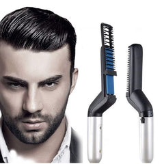 Perie electrica 2in1, AT PERFORMANCE, multifunctionala de indreptat parul si barba, incalzire rapida, 10W, usor de utilizat, maner simplu si ergonomic, alb/negru