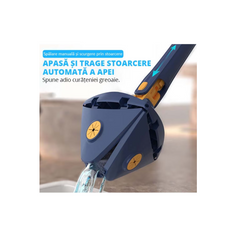 Mop triunghi extensibi At Performance, curata suprafete multiple gresie, podea, pereti, 360° de rotatie, Maner Telescopic, Albastru